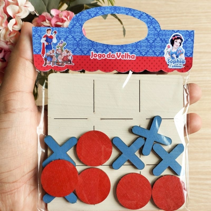 Kit 20 Jogos da velha personalizados Branca de neve - lembrancinhas menino e menina, personalizados de festa infantil