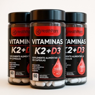 Suplemento em cápsulas  Vitaminas K2 + D3 Menaquinoma Vitaminas em Oferta na Shopee