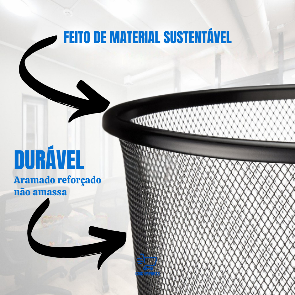 Kit Escritório Lixeira 4 Organizadores Porta Caneta Carta Papel Suporte 4 Bandejas Treco Home Office