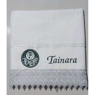 Toalha de banho bordada com escudo do seu time e nome fazemos time sua preferência.