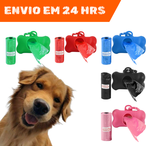 Cata Caca Fezes Porta Saquinhos Suporte  + Refil 30 Saquinhos Pet Cachorro Gato Passeio Viagem