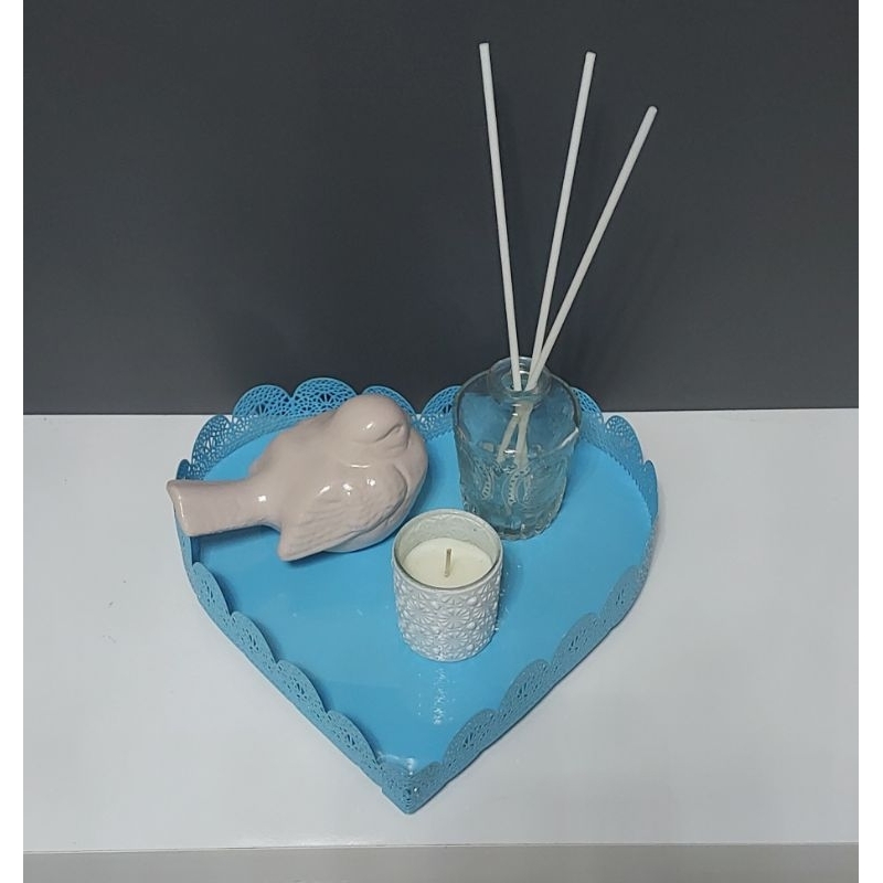 Bandeja Coração Fancy Laces Azul - achadinhos casa decoração decor clássico tendência presente dia das mães
