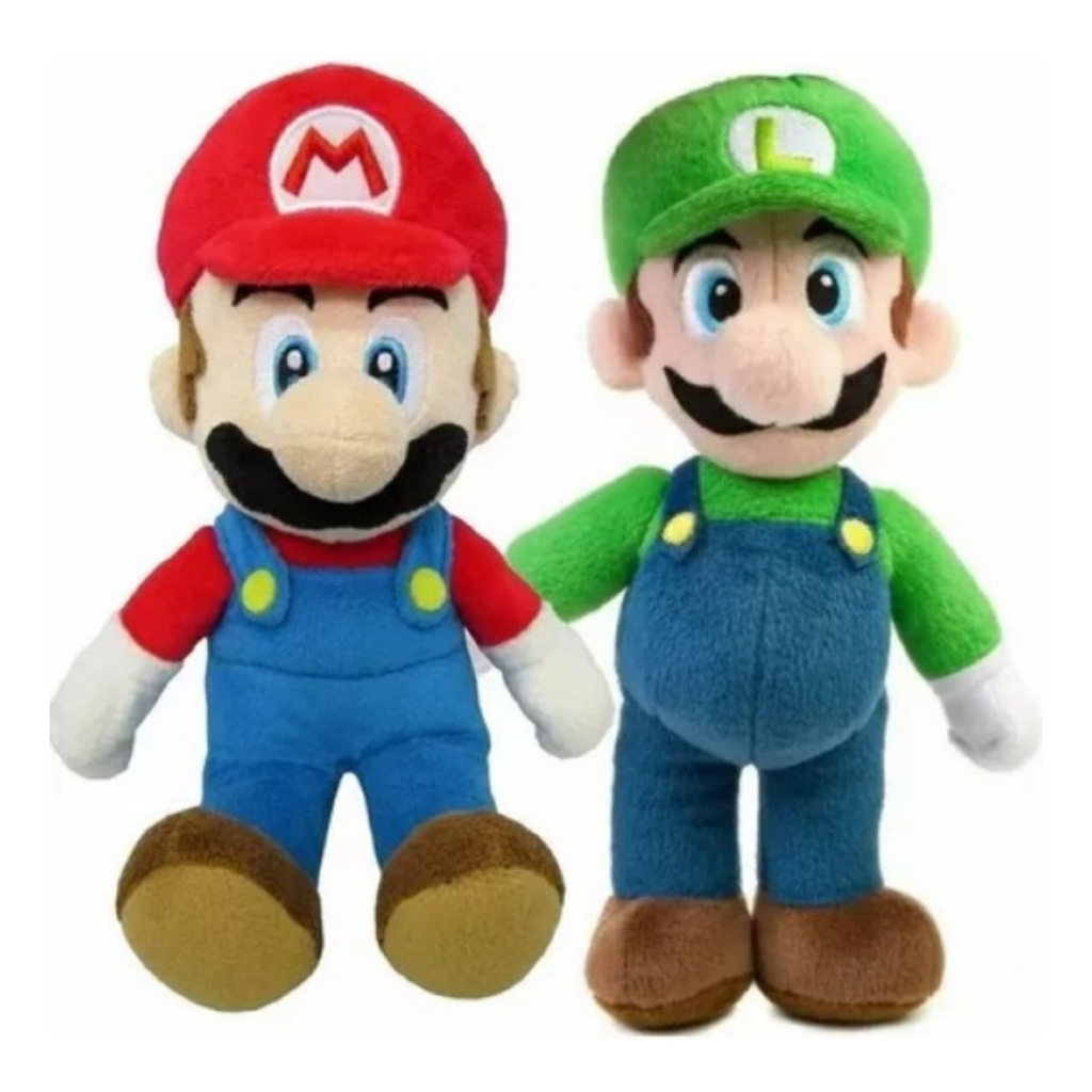 Chaveiro de pelúcia Mario Bros + Luigi 15 cm Super Mario Kawai