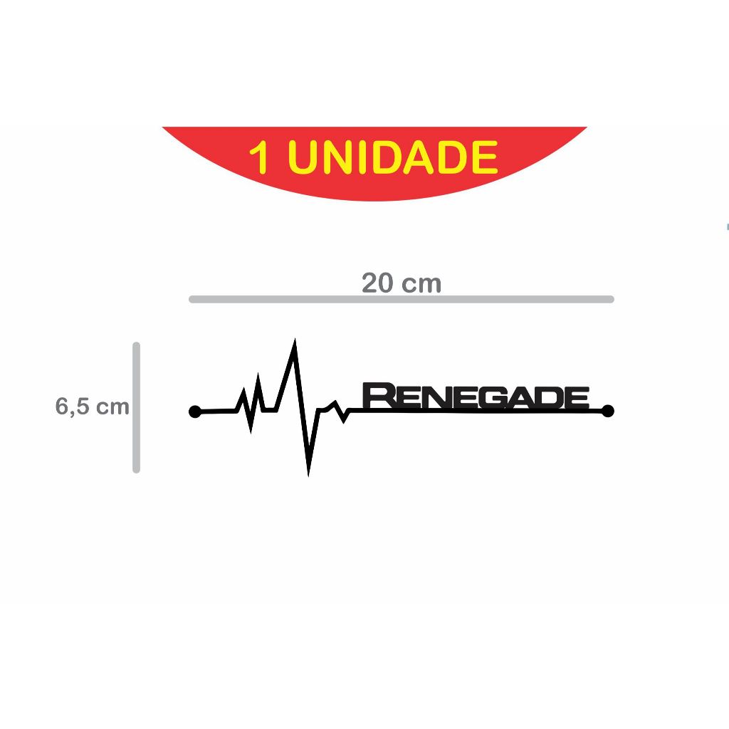 Adesivo Batimento Cardíaco Jeep Renegade 20x6,5cm