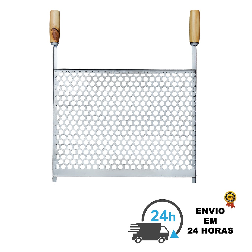 Grelha De Churrasqueira Aço Não Enferruja Com Cabo 50x40 36x33 Leve Moeda Tela Alvenaria Tijolo