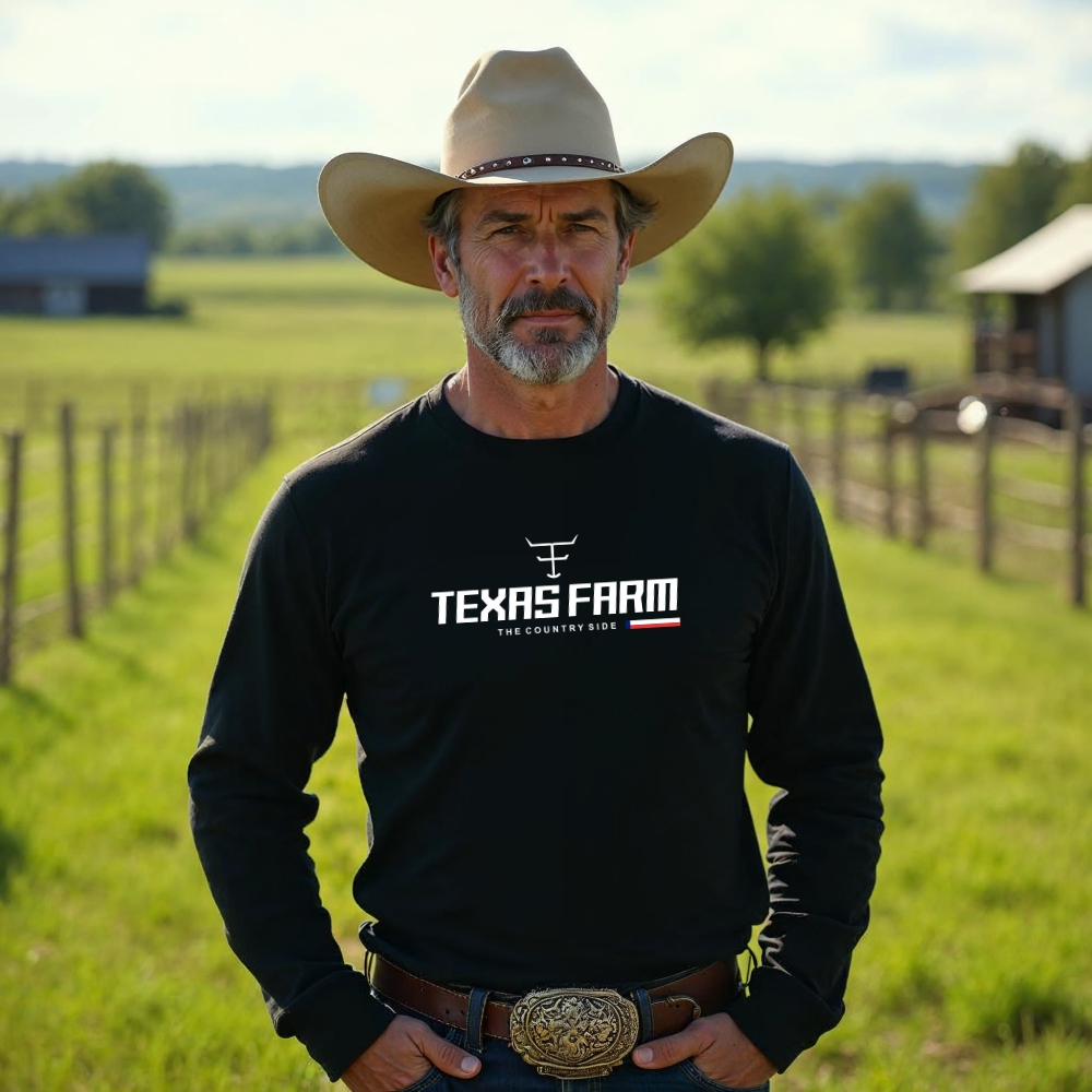 Camiseta Texas farm Masculina Camisa Manga Longa  Country  Blusa Proteção UV T-shirt Rodeio EUA