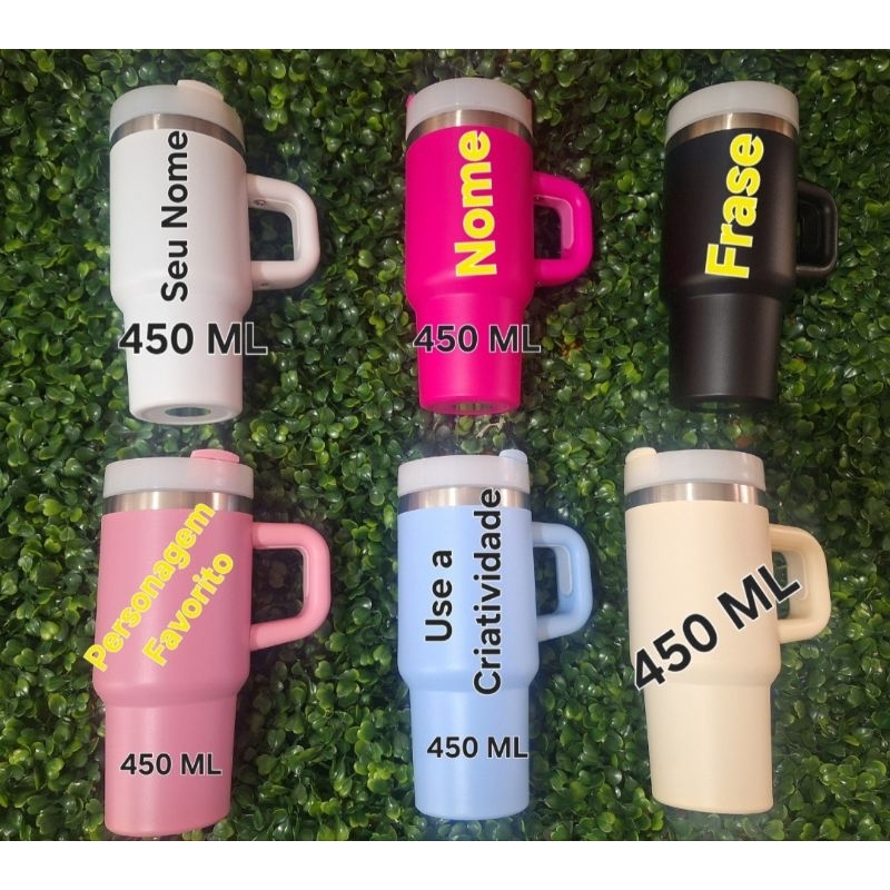 Copo Térmico com alça e canudo 450 ML Personalizado