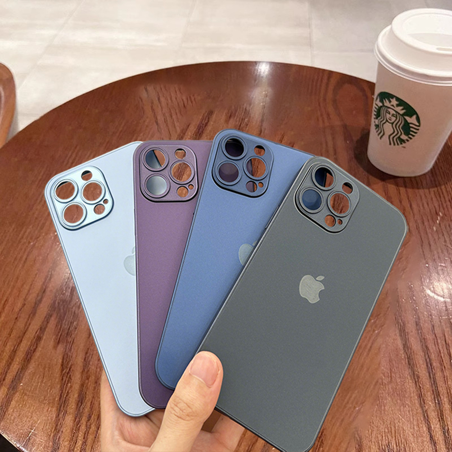 Novo Capa de vidro fosco premium para iPhone 12 13 14 15 PRO MAX com proteção de lente em Oferta na Shopee