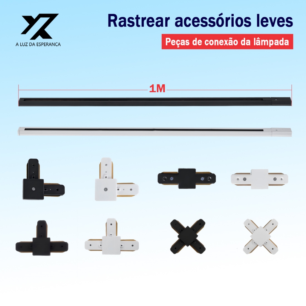 Trilho da lâmpada de Trilho Conector I L T X Acessórios Preto ou Branco Kit 1-4