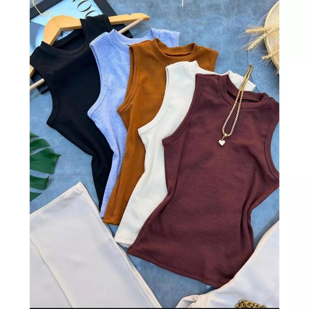 Regata Feminina Estilo Americana Tendência Verão Canelada Blusinha Básica em Oferta na Shopee