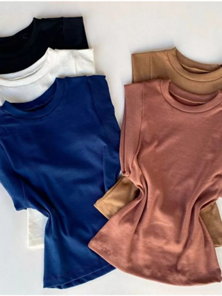 Kit 2 Blusas Femininaa Muscle Tee Lisa Ribana Canelada Gola Redonda Básica Social Elegante em Oferta na Shopee