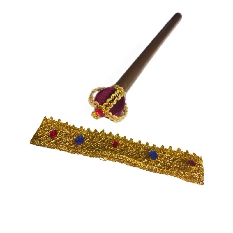 KIT LUXO COROA E CETRO DE REI RAINHA E PRÍNCIPE