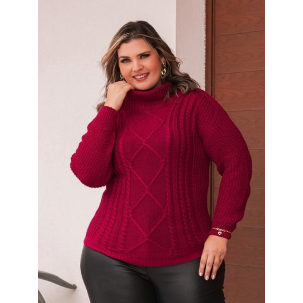 Blusa Tricot Feminina Plus Size Lançamento Elegante Tricô Tam GG Giuliana Marques Tricot