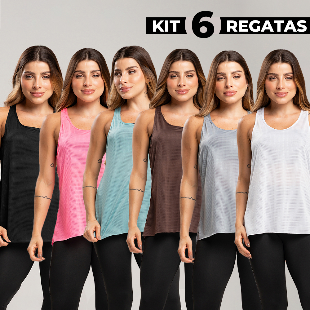 Kit 6 regatas lisas dry modelo nadador, corte a fio  - academia esportivo fitness em Oferta na Shopee