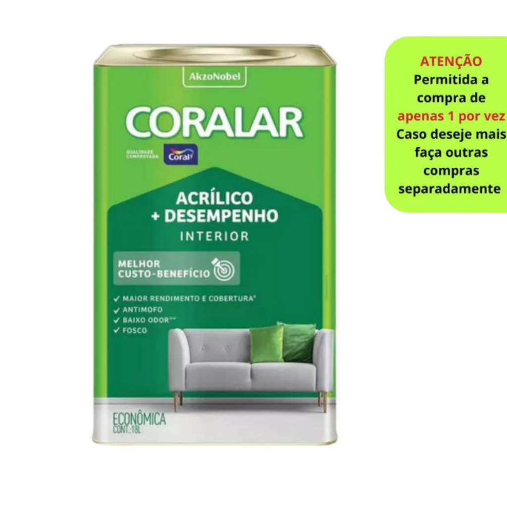 Tinta Anti Mofo Coralar Acrílica Fosco 18l em Oferta na Shopee