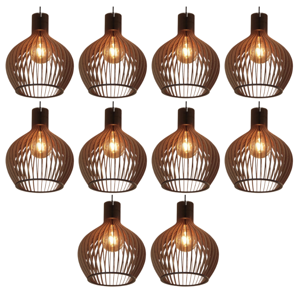 kit 10 Pendentes Luminarias Grande Com Fiação Completa Cor Marrom 28 x 34 cm - 10GMM em Oferta na Shopee