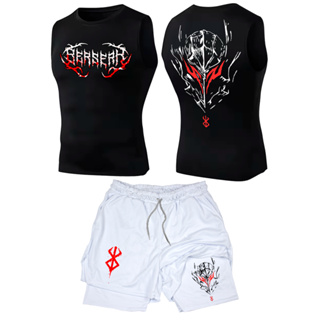 Kit Academia Regata Compressão E Short 2 em 1 Compressão Anime Bersek Arte Gym Treino Moda Fitness em Oferta na Shopee