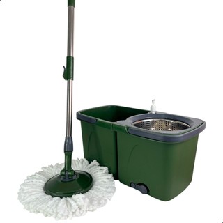Mop Esfregão Giratório Duas Águas Desmontável com Cesto Inox DuoAqua Total 12l Capacidade Uso 8l