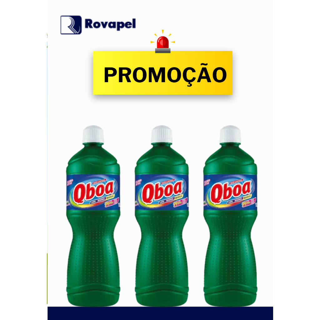 Água Sanitária Q’Boa 1L Original | Escolha seu Kit Econômico | Branqueia, Desinfeta e Elimina Germes e Bactérias.