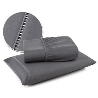 Lençol e Fronha Micropercal Ponto Palito Para Colchão Solteiro - Cores Váriadas em Oferta na Shopee