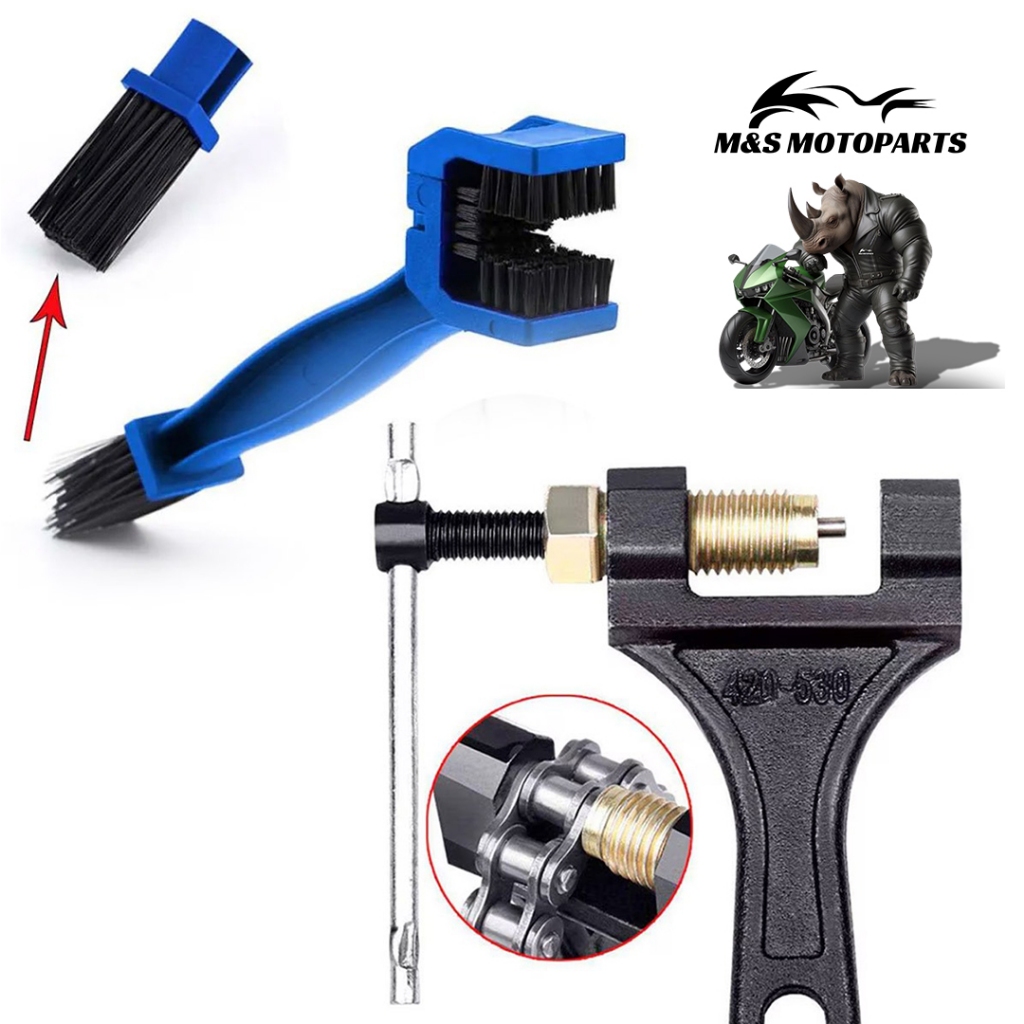 Chave Extratora Pino E Reparo Correntes Bike e Moto 420-530 com Escova de Limpeza