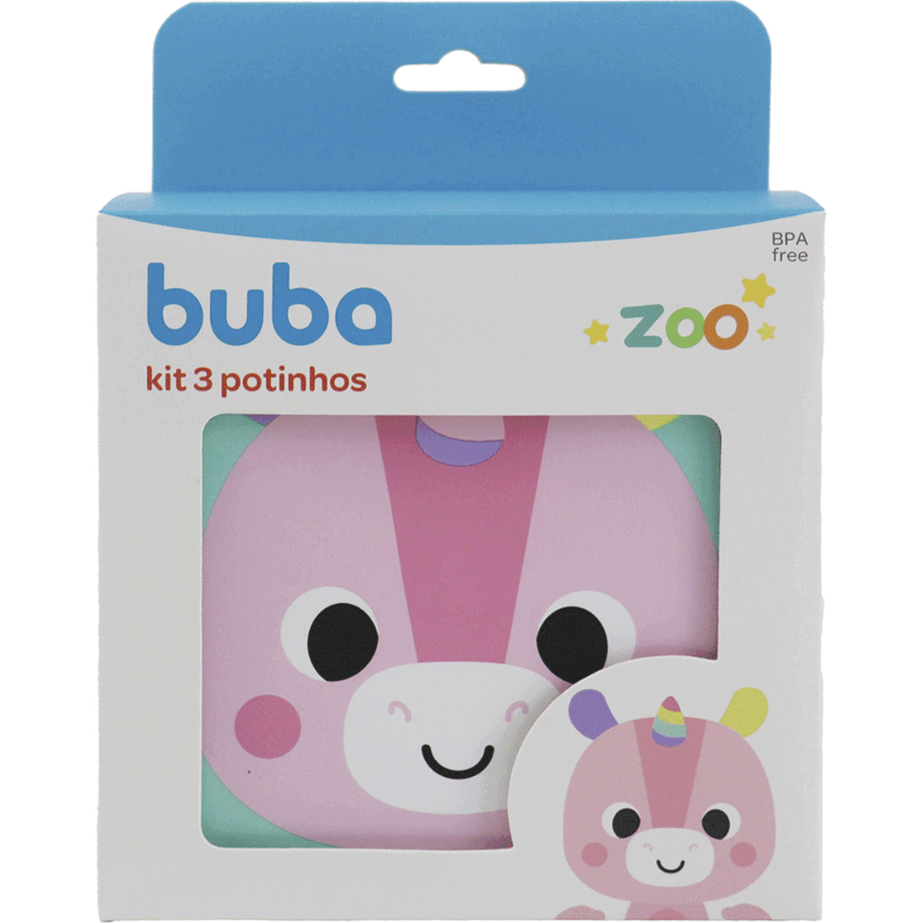 Kit 3 Potinhos Unicórnio - para armazenar comida e lanche - Infantil - Zoo Buba em Oferta na Shopee