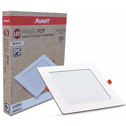 Painel Luminaria Plafon 18w Quadrado Embutir 6500k Branco Frio