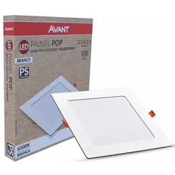 Painel Luminaria Plafon 18w Quadrado Embutir 6500k Branco Frio