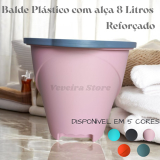 Balde Plástico com Alça Reforçado 8 Litros Multiuso Organização Limpeza em Oferta na Shopee