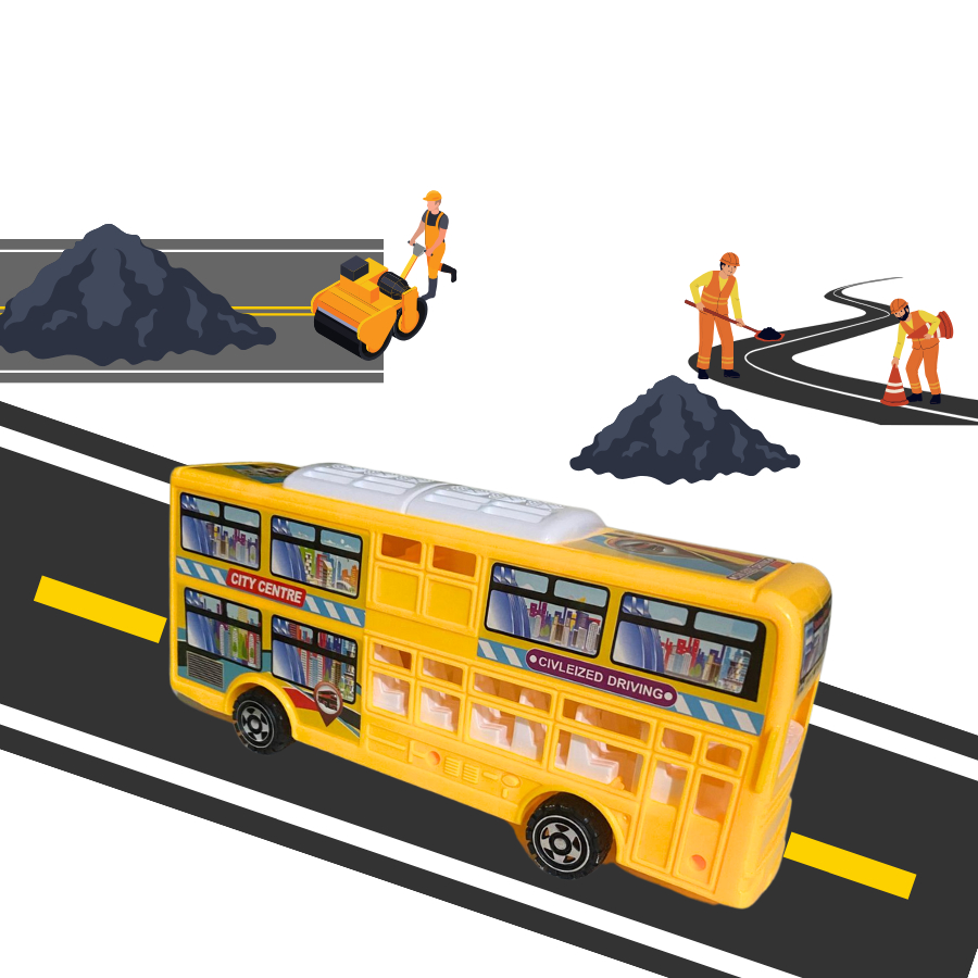 Carrinho Mini Ônibus Carro Brinquedo Buzão 2 Andares 31cm Fricção