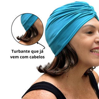Turbante touca com Cabelos Quimioterapia Qlopecia Turbahair Antialérgico Ajustável Fibra Natural em Oferta na Shopee