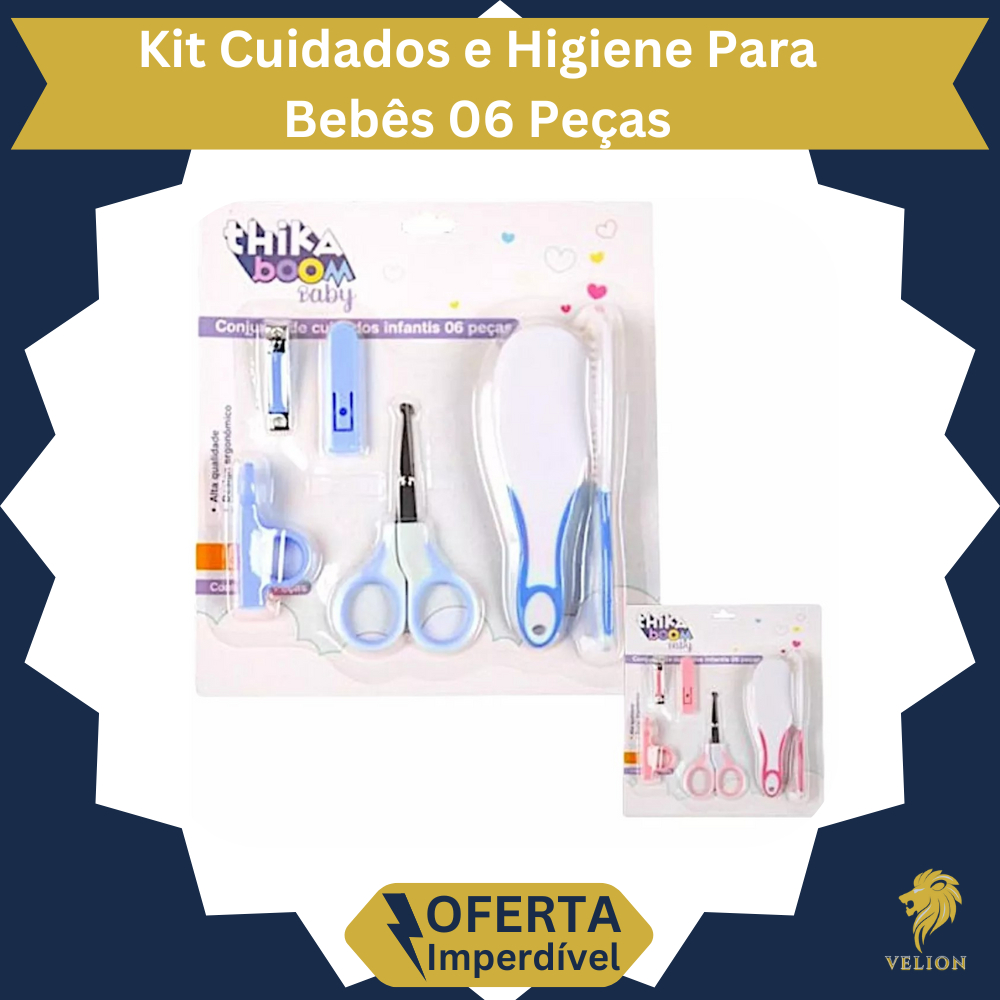 Kit Cuidados e Higiene Para Bebês 06 Peças Sortido Tesoura Unha Pente Infantil Neném