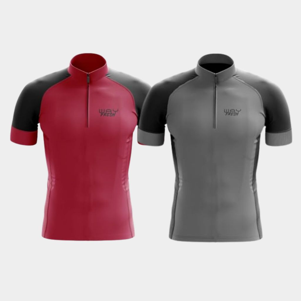 Kit 2 Camisa Ciclismo Masculina Proteção Uv Solar Manga Curta Zíper Parcial Spee