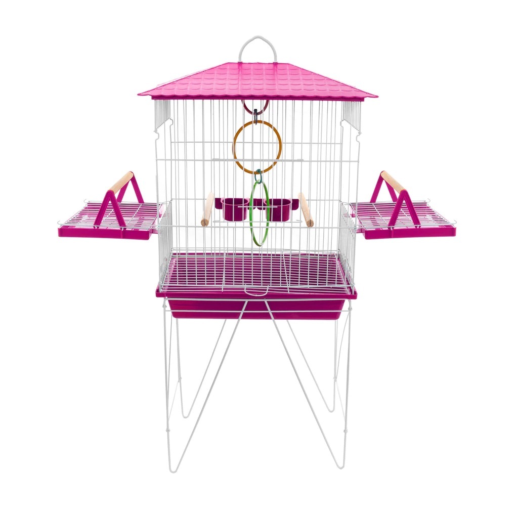 Gaiola Viveiro Calopsita Mansa com bandejas laterais Completa Com Acessórios Pássaros Mansos Teto plástico em Oferta na Shopee