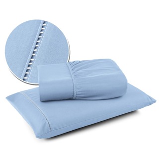 Jogo de Lençol Solteiro com Elástico e Fronhas Com Detalhe em Ponto Palito 400 Fios - GRUPO COTELAR em Oferta na Shopee