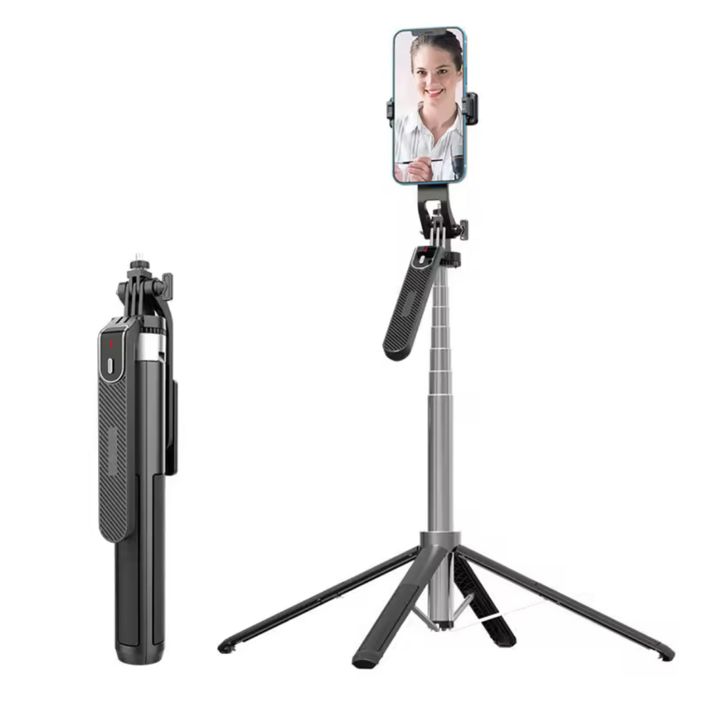 P180 Bastão de Selfie Tripé com Controle Remoto – Suporte Celular 360° | Retrátil para Lives, Vídeos e Fotos