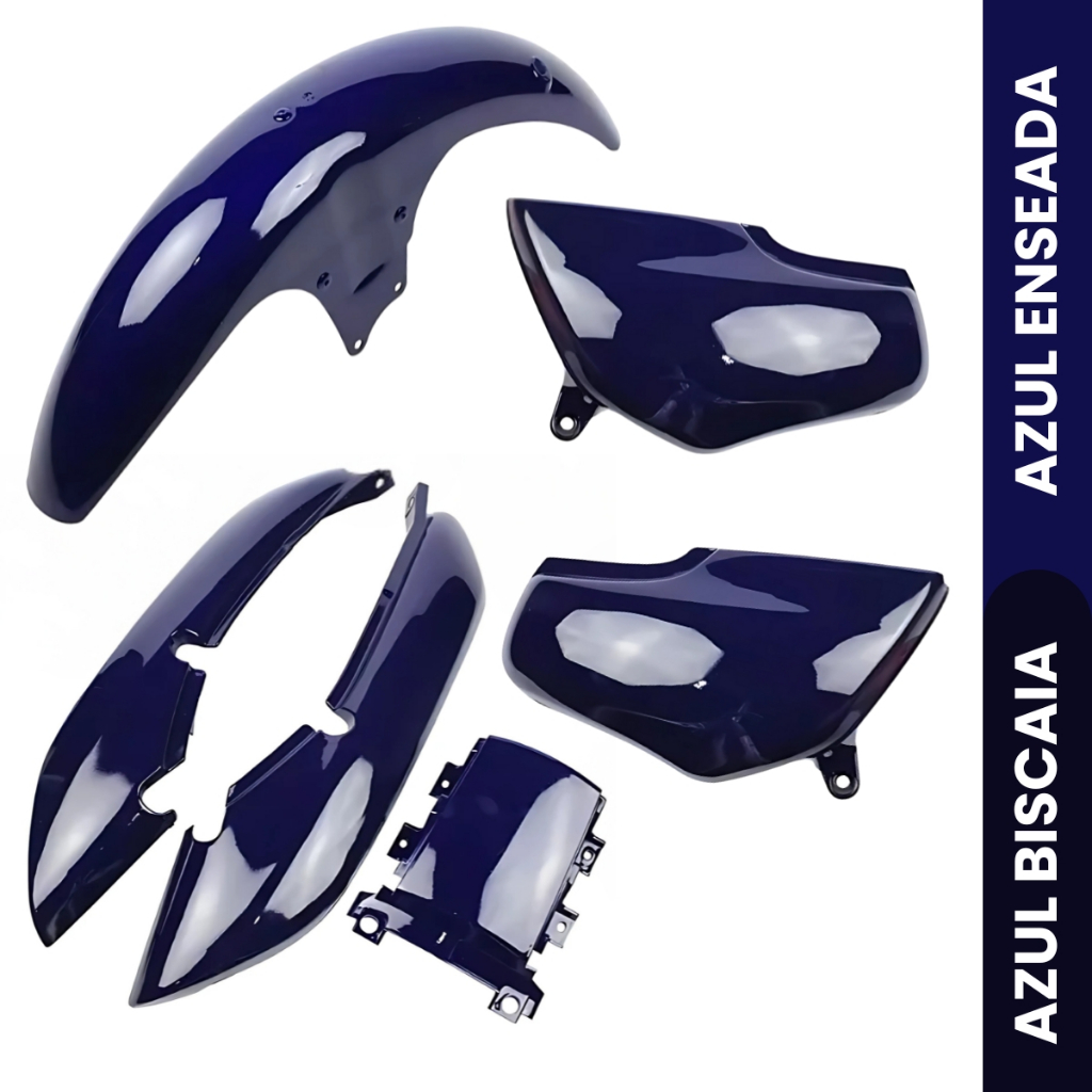 Carenagem Titan 125 95 Até 99 Azul Enseada Biscaia Rabeta + Tampa lateral + Paralama dianteiro Kit Pintado C/Brilho Enve