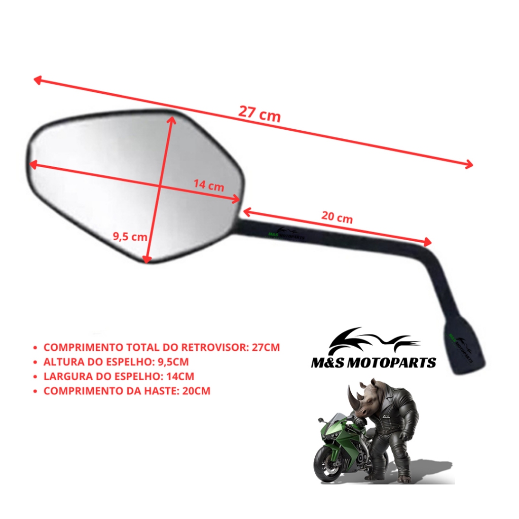 Retrovisor Modelo Fixo Tiger Triumph 1200 Rosca Yamaha
