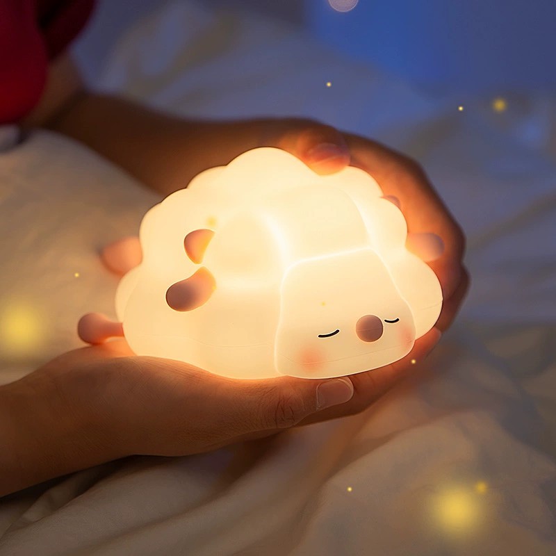 Luminária de Ovelha Silicone Mesa Lâmpada Noturna Abajur Fofo Sensor Toque Touch Led Unicó...