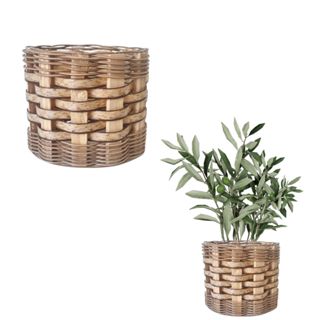 Vaso Decorativo Redondo Trançado para Plantas Flores Arranjos Rustico Bege 15cm em Oferta na Shopee