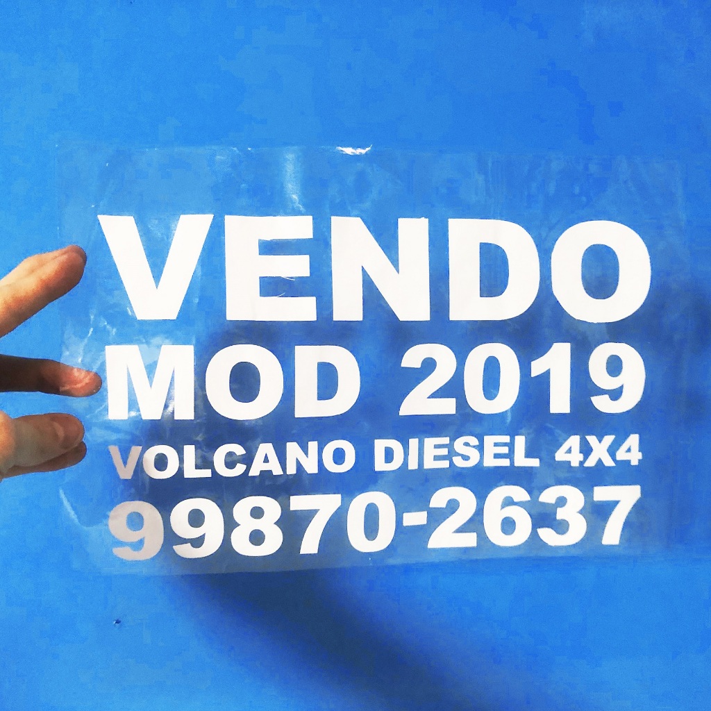 Adesivo Vinil Branco para Vídro de Carro - VENDE-SE CARRO MODELO ANO TEL