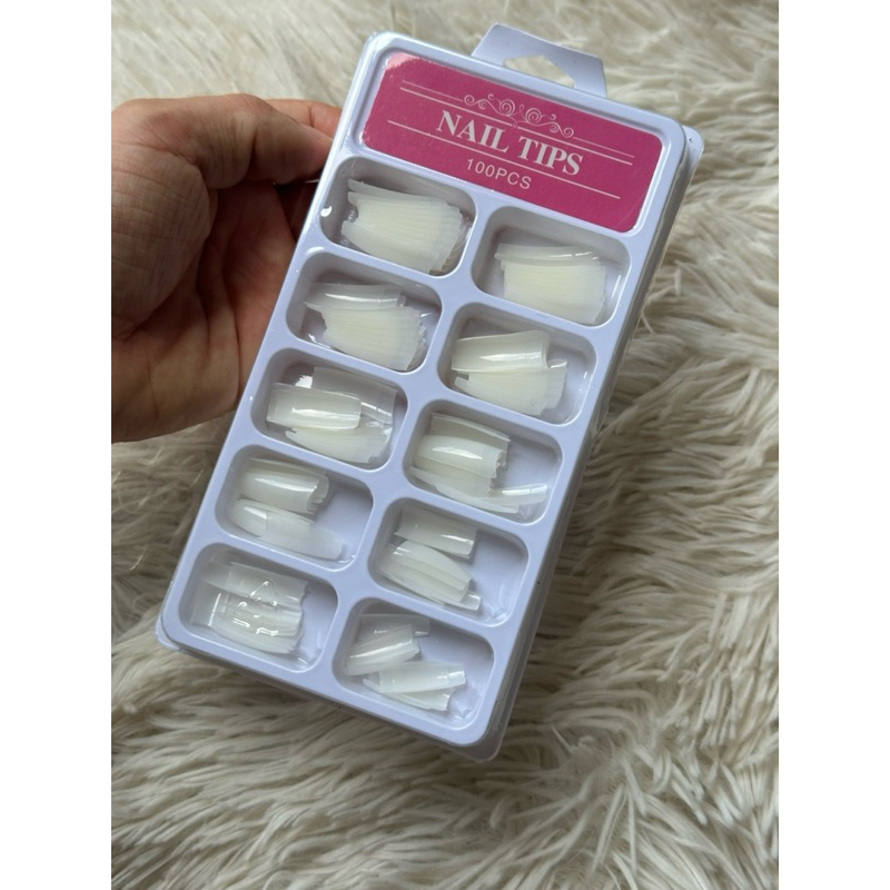 Kit Unhas Postiças Naturais Quadradas Médias MV 100und