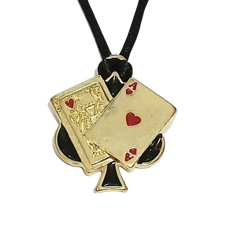 Colar cordão pingente naipe de espadas cartas baralho cartomante cigana - Bijoux by Vivi