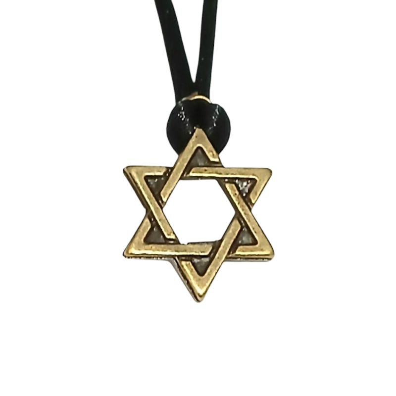 Colar cordão pingente estrela de Davi estrela de seis pontas hexagrama Salomão - Bijoux by Vivi