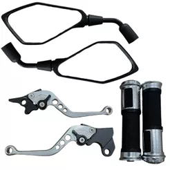 Kit Retrovisor + Manete + Manopla Diamante Nx400 Falcon Xr200 Bros 150/160 Freio A Disco