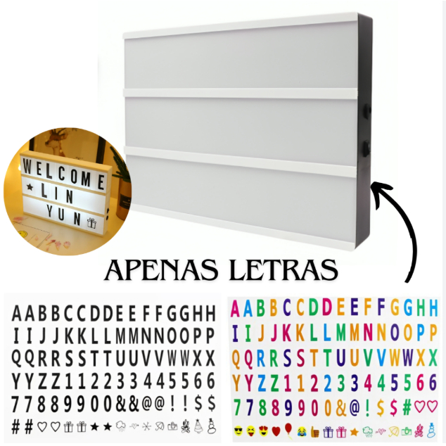 Cartela de Letras Para Luminária Light Box Letreiro De Cinema em Oferta na Shopee