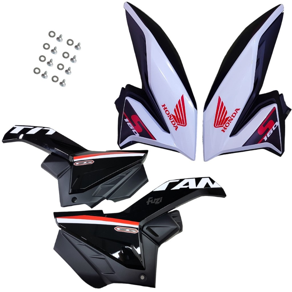 Kit Aba do Tanque 160s Branco Pérola + Tampa Lateral Adesivado Titan 2022 em Oferta na Shopee