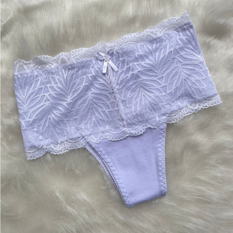 Calcinha Cinta Lingerie Feminina Confortável Cotton Cós Alto Estilo Conforto Forro Algodão