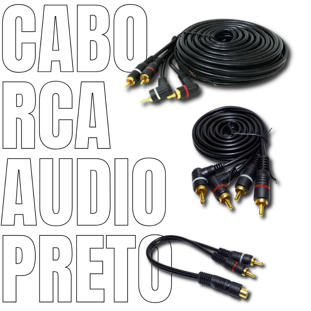 Cabo Som Automotivo Rca 1 metro ou 5 Metros + 2 Cabos Y Carro P/modulo amplificador processador bob