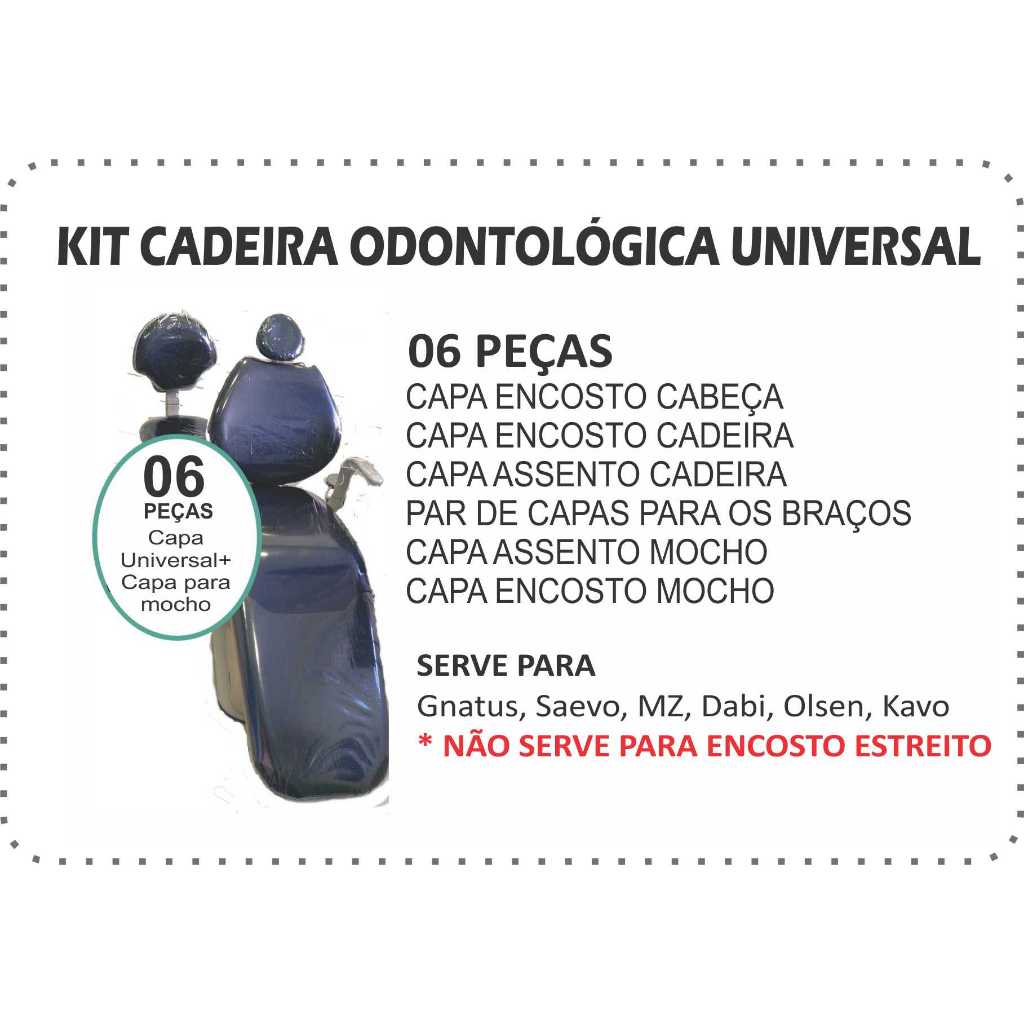Kit Capa para cadeira odontológica + capa mocho + capa braços, em plástico transparente modelo UNIVERSAL em Oferta na Shopee